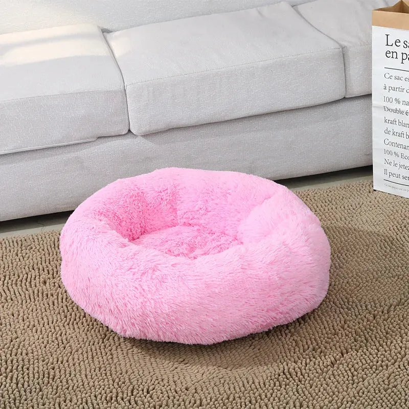 Soft Plush Round Cat Bed for Cozy Sleep