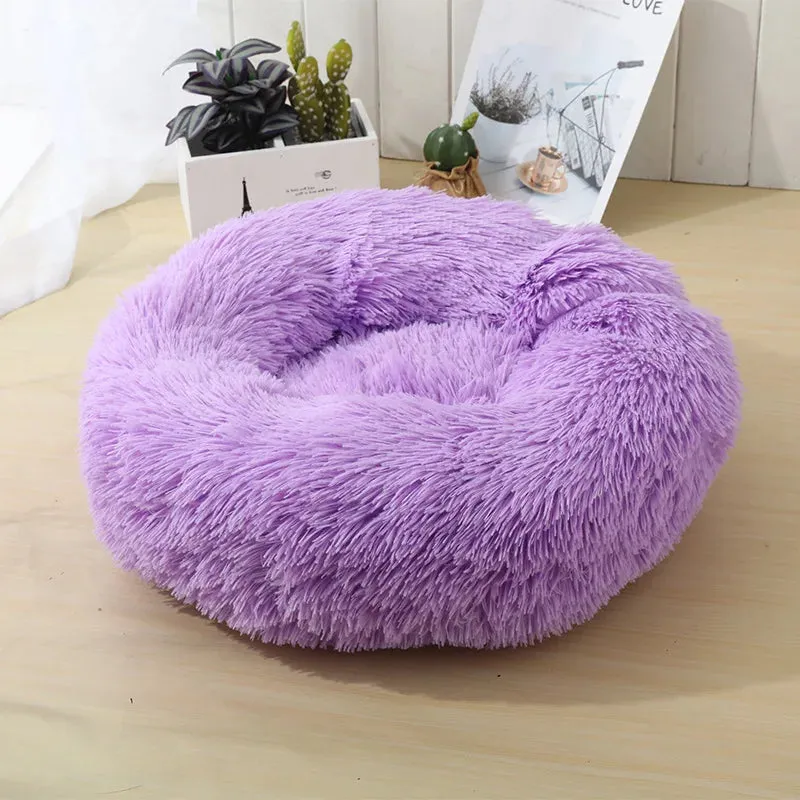 Soft Plush Round Cat Bed for Cozy Sleep