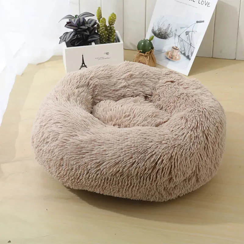 Soft Plush Round Cat Bed for Cozy Sleep