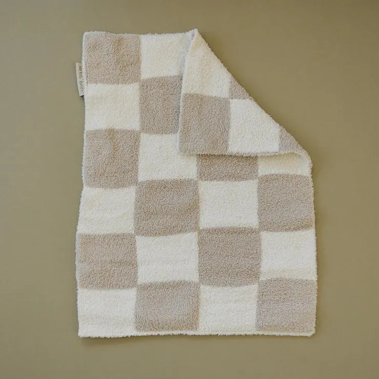 Taupe Checkered Plush Blanket | Lovey 15x20