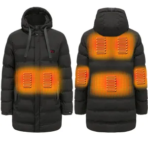 Winter Ice Fishing Smart 7 Zones Heating Cotton-padded Jacket USB Electric Long Windproof Warmth Hooded Coat For Unisex