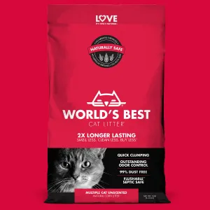 WORLD'S BEST Multi-Cat Unscented Clumping Cat Litter, 14lb