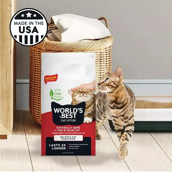 WORLD'S BEST Multi-Cat Unscented Clumping Cat Litter, 14lb